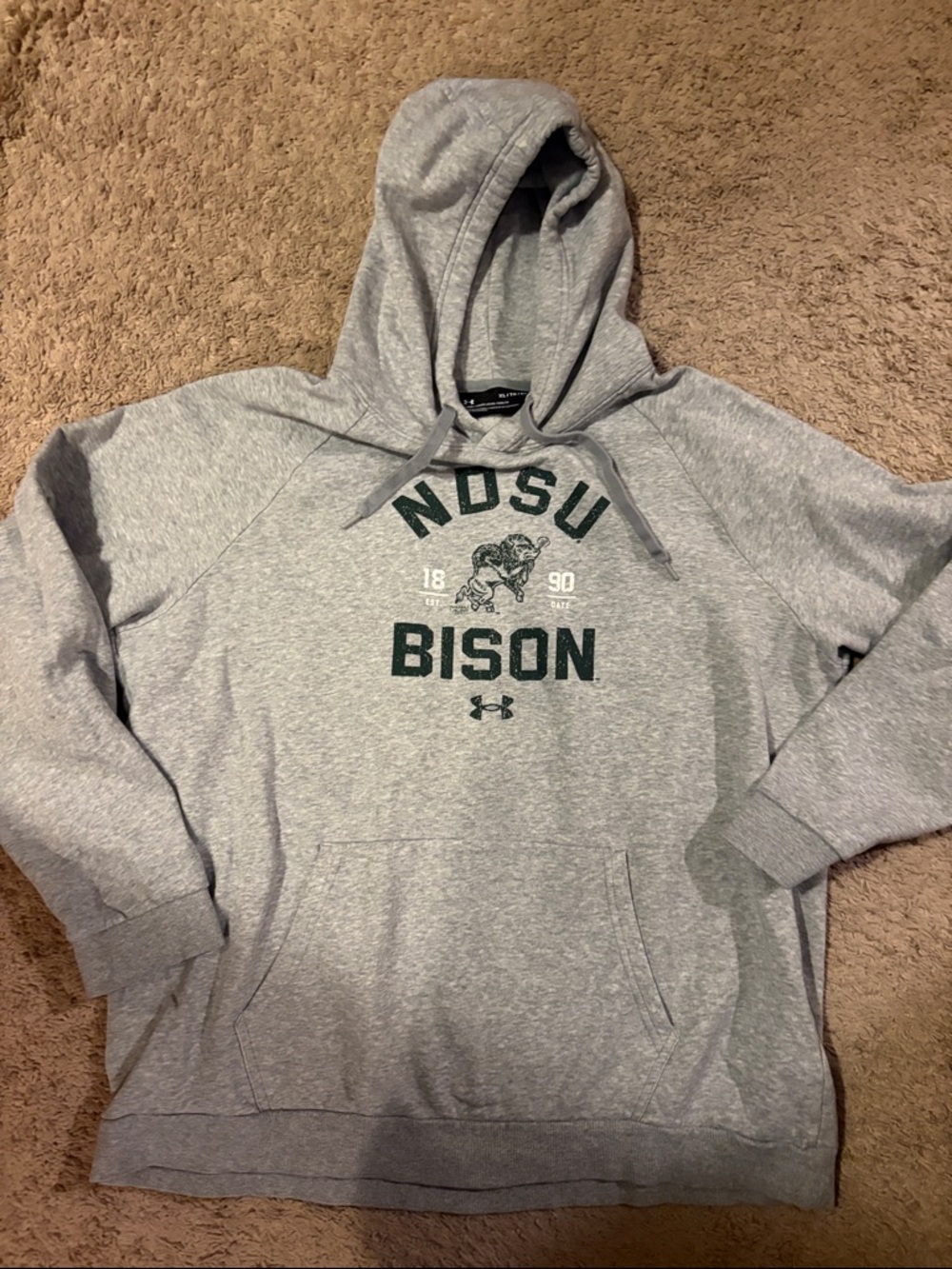 Under Armour Gray NDSU Bison Pullover Hoodie with Green Logo